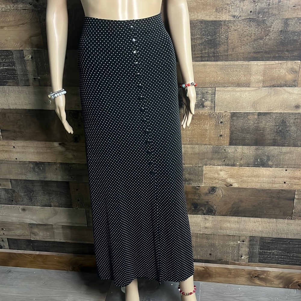 Dress Barn Polka Dot Button Down Maxi Skirt